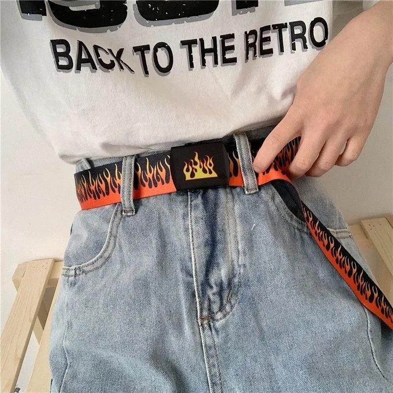 Punk Style Flame Belt - Trendy Hip-hop Street Bad Boy Personality Decoration Durable for Both Men and Women