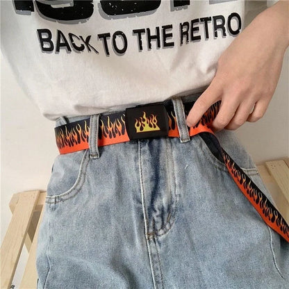 Punk Style Flame Belt - Trendy Hip-hop Street Bad Boy Personality Decoration Durable for Both Men and Women
