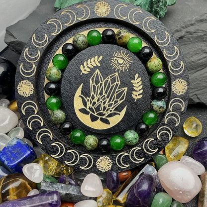 Fashionable 8mm Green Beaded Bracelet - Handmade Elastic Rope Bracelet - GENUINE STONE