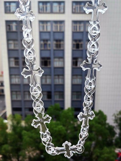 Trendy Transparent Clear Acrylic Big Juese Pendant Necklace for Men Hiphop Brambles Wire Jesus Christ Necklaces Male Jewelry