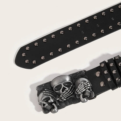 New Belts For Women High Quality Luxury Brand Punk Goth Rivet Black Jeans Unisex Men Belt Paw Skull Buckle Waistband Man