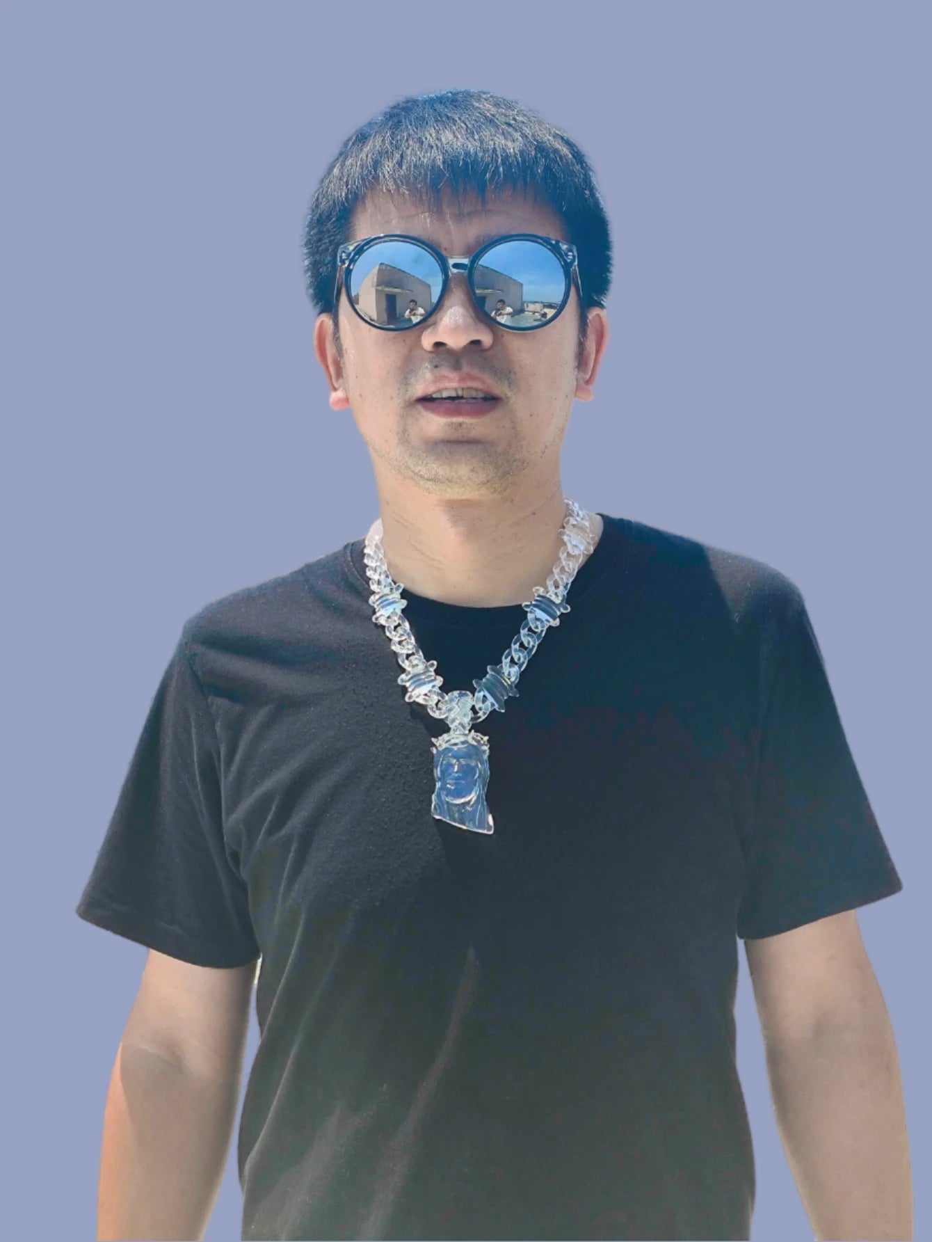 Trendy Transparent Clear Acrylic Big Juese Pendant Necklace for Men Hiphop Brambles Wire Jesus Christ Necklaces Male Jewelry