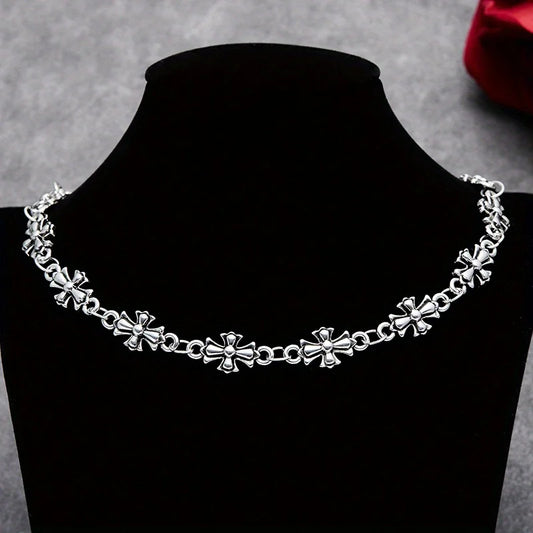 Personalized Punk Style Color Vintage Silver Cross Patchwork Necklace Ladies Gothic Design Y2k Holiday Party Accessories Jewelry