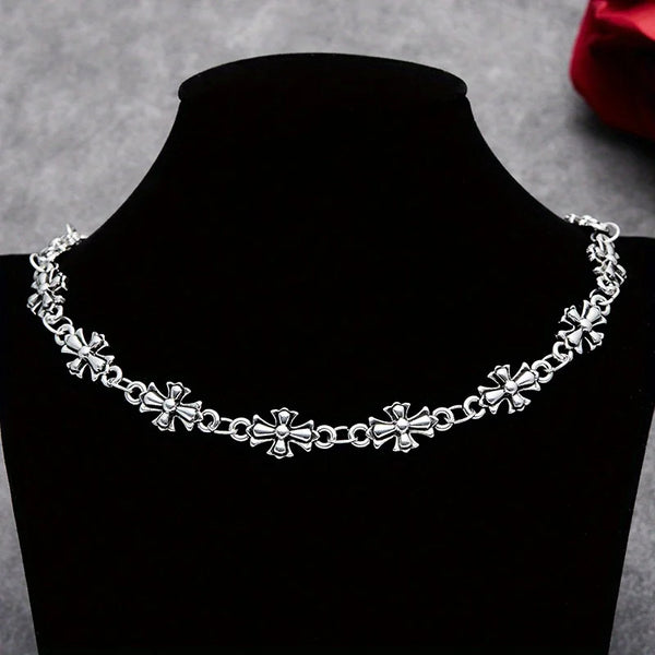 Personalized Punk Style Color Vintage Silver Cross Patchwork Necklace Ladies Gothic Design Y2k Holiday Party Accessories Jewelry
