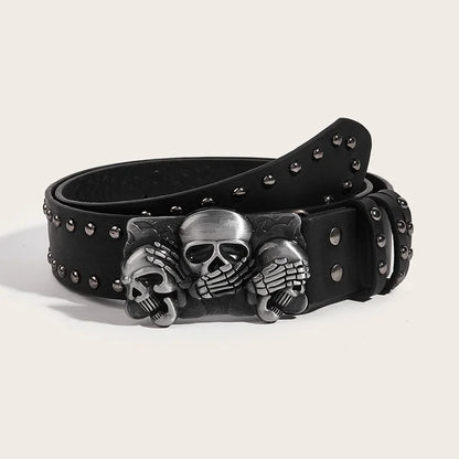 New Belts For Women High Quality Luxury Brand Punk Goth Rivet Black Jeans Unisex Men Belt Paw Skull Buckle Waistband Man