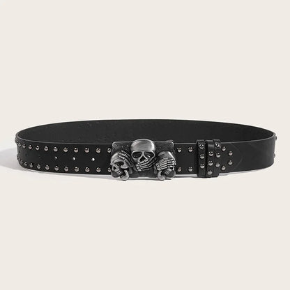 New Belts For Women High Quality Luxury Brand Punk Goth Rivet Black Jeans Unisex Men Belt Paw Skull Buckle Waistband Man