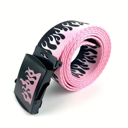 Punk Style Flame Belt - Trendy Hip-hop Street Bad Boy Personality Decoration Durable for Both Men and Women
