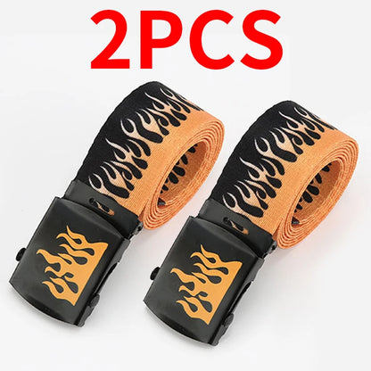 Punk Style Flame Belt - Trendy Hip-hop Street Bad Boy Personality Decoration Durable for Both Men and Women