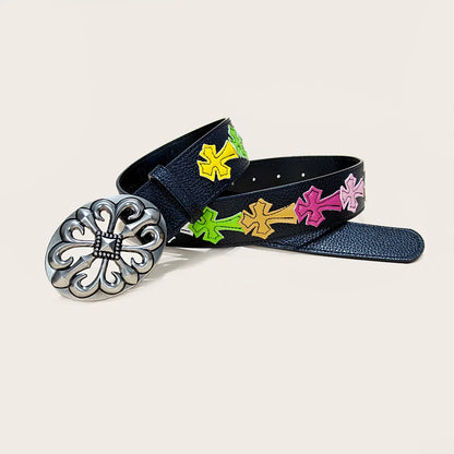 Unisex Luxury Designer Belt for Men and Women with Colorful Cross Wasitband Punk Style Retro Classic 3.8cm Wide Jeans Belt Male