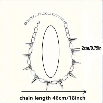 Punk Gothic Studded Rivet Spikes Necklace Vintage Choker Hip Hop Necklace For Party Birthday Valentine's Day Lovers Gifts