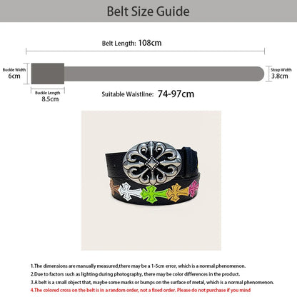 Unisex Luxury Designer Belt for Men and Women with Colorful Cross Wasitband Punk Style Retro Classic 3.8cm Wide Jeans Belt Male