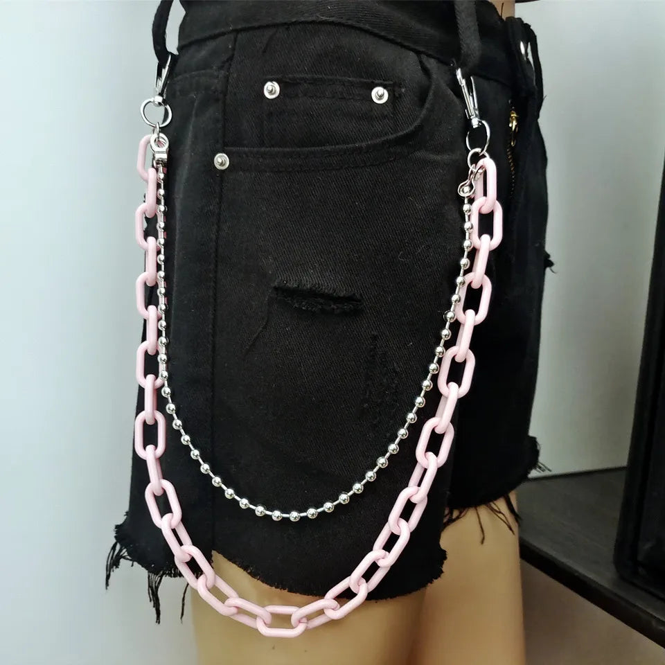 Punk Waist Chain Belt Silver Trousers Chain for Women Jeans Belt Chain for Pants Cool Metal Rock Chain Hiphop Summer Jewelry